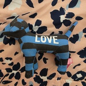 PINK Victoria's Secret Blue and Black Striped Plush Dog